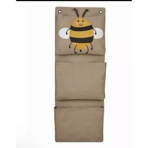 Buzz Bee Hanging Wall Organizer 3 Pocket Tan Upcycled Canvas